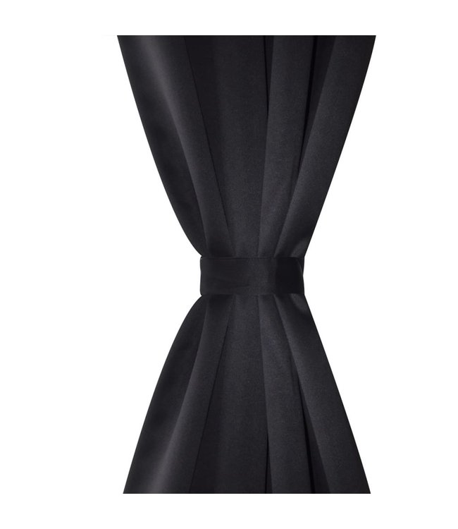 Blackout Gordijnen met metalen ringen 135 x 245 cm 2 stuks (zwart)
