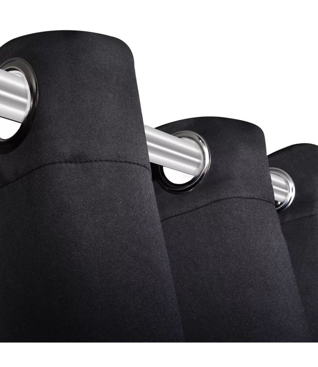Blackout Gordijnen met metalen ringen 135 x 245 cm 2 stuks (zwart)
