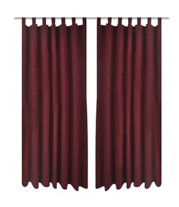 Micro-Satijnen Gordijnen met Ringen 140 x 245 cm 2 stuks (Wijnrood)