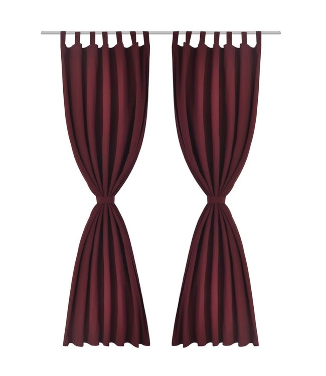 Micro-Satijnen Gordijnen met Ringen 140 x 225 cm 2 stuks (Wijnrood)