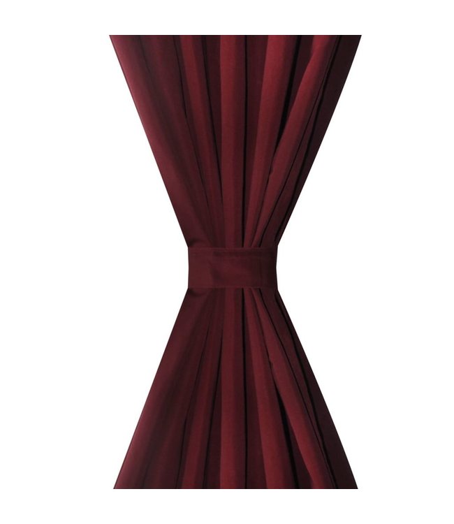 Micro-Satijnen Gordijnen met Ringen 140 x 225 cm 2 stuks (Wijnrood)