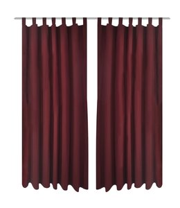 Micro-Satijnen Gordijnen met Ringen 140 x 175 cm 2 stuks (Wijnrood)