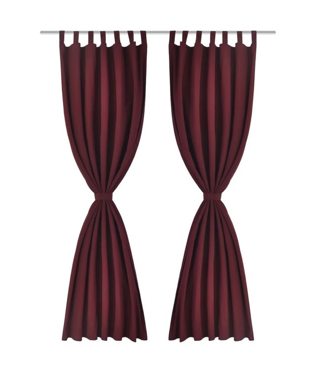 Micro-Satijnen Gordijnen met Ringen 140 x 175 cm 2 stuks (Wijnrood)