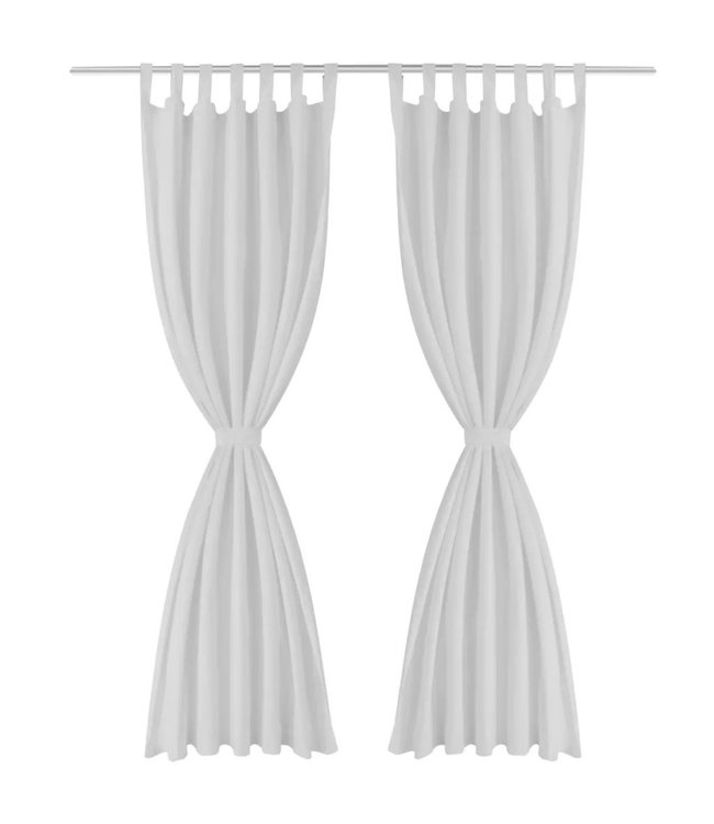 Micro-Satijnen Gordijnen met Ringen 140 x 175 cm 2 stuks (Wit)
