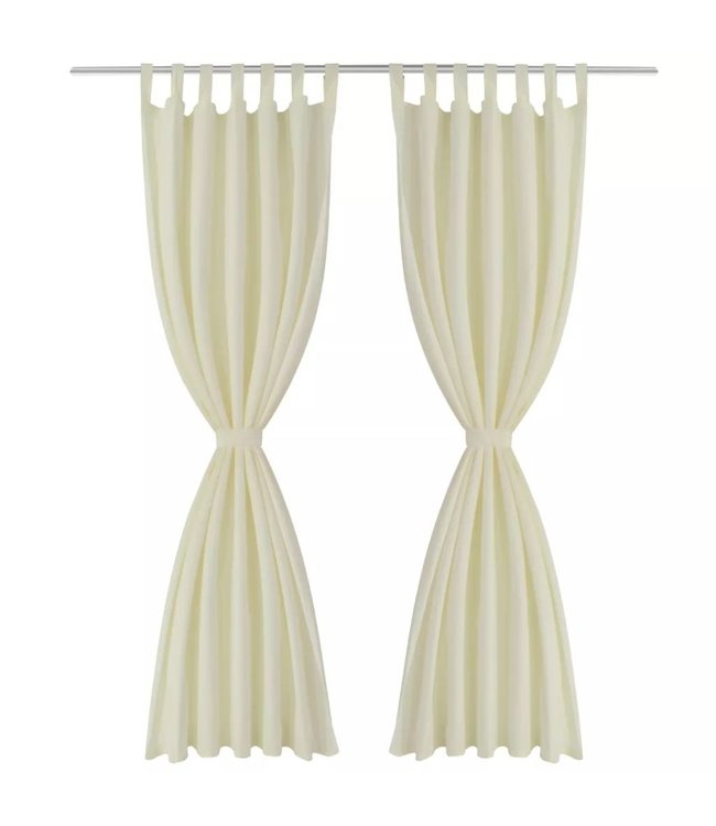 Micro-Satijnen Gordijnen met Ringen 140 x 225 cm 2 stuks (Creme)