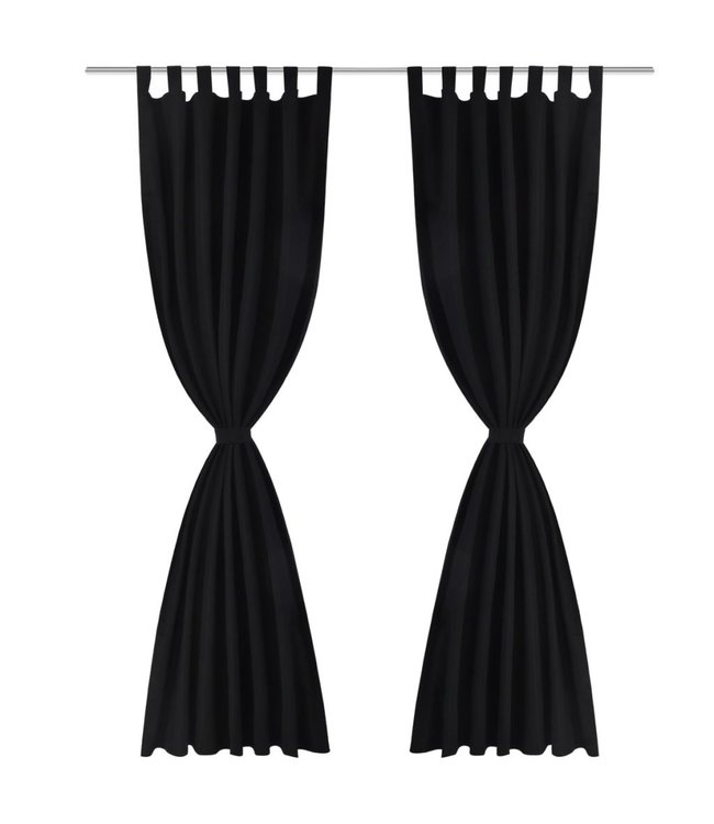 Micro-Satijnen Gordijnen met Ringen 140 x 245 cm 2 stuks (Zwart)