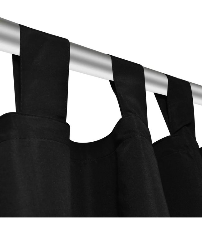 Micro-Satijnen Gordijnen met Ringen 140 x 225 cm 2 stuks (Zwart)