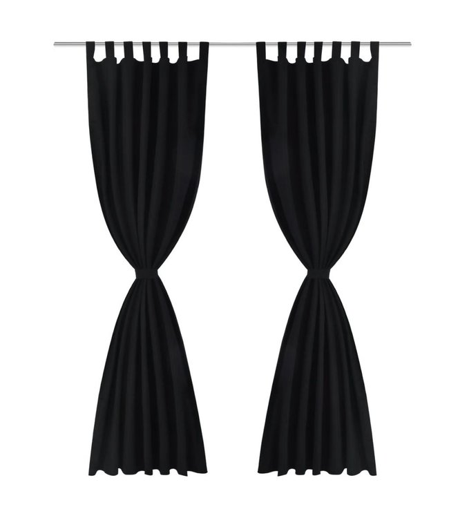 Micro-Satijnen Gordijnen met Ringen 140 x 175 cm 2 stuks (Zwart)