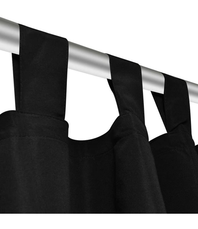 Micro-Satijnen Gordijnen met Ringen 140 x 175 cm 2 stuks (Zwart)