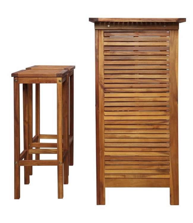 3-delige Bartafel- en stoelenset massief acaciahout