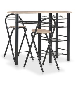 3-delige Barset met schappen hout en staal