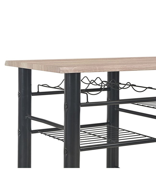 3-delige Barset met schappen hout en staal