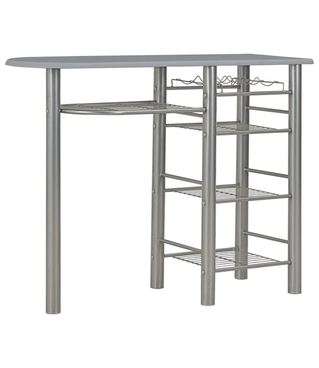 3-delige Barset met schappen hout en staal grijs