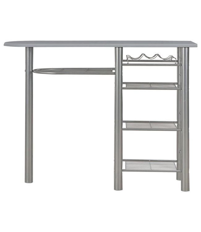 3-delige Barset met schappen hout en staal grijs