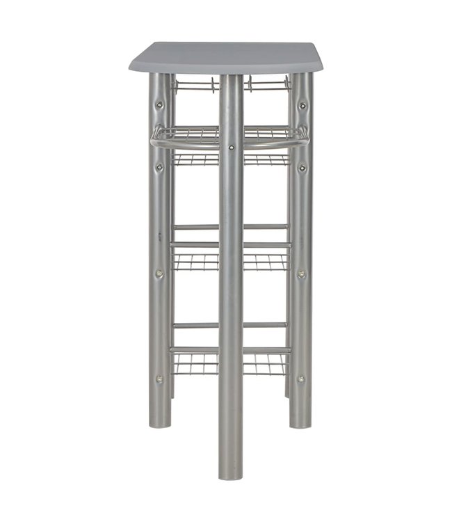 3-delige Barset met schappen hout en staal grijs