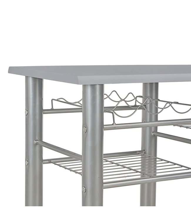 3-delige Barset met schappen hout en staal grijs