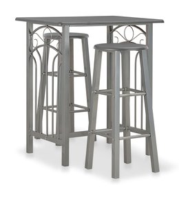 3-delige Barset hout en staal antraciet