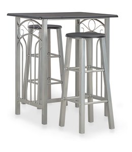 3-delige Barset hout en staal zwart