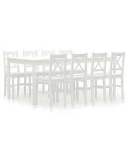 9-delige Eethoek grenenhout wit