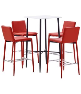 5-delige Barset kunstleer rood