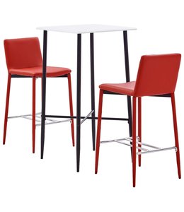 3-delige Barset kunstleer rood