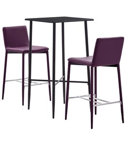 3-delige Barset kunstleer paars