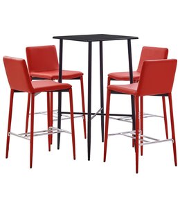 5-delige Barset kunstleer rood