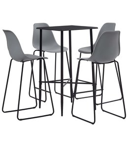 5-delige Barset kunststof grijs