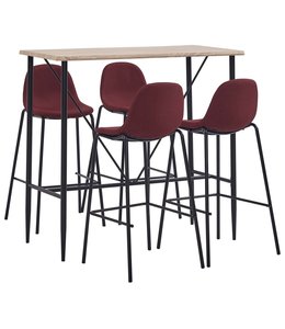 5-delige Barset stof wijnrood