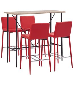 5-delige Barset kunstleer rood