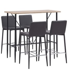 5-delige Barset kunstleer grijs