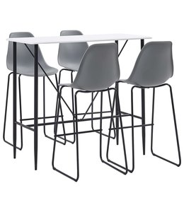 5-delige Barset kunststof grijs