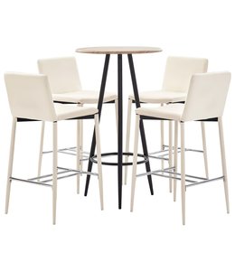 5-delige Barset kunstleer crème