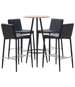 5-delige Barset kunstleer zwart