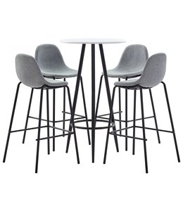 5-delige Barset stof lichtgrijs