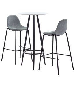 3-delige Barset stof lichtgrijs