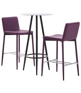 3-delige Barset kunstleer paars