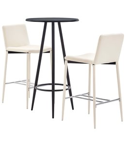 3-delige Barset kunstleer crème