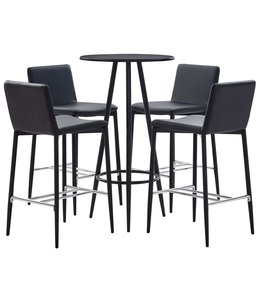 5-delige Barset kunstleer zwart