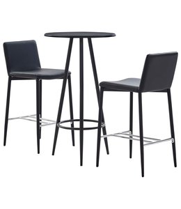 3-delige Barset kunstleer zwart
