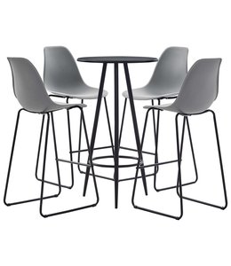 5-delige Barset kunststof grijs