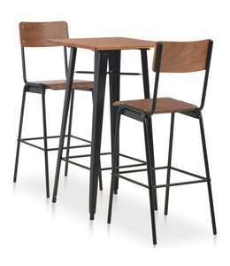 3-delige Barset staal bruin zwart