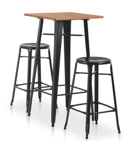 3-delige Barset staal zwart