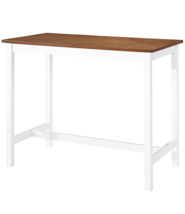 Bartafel- en barstoelenset massief hout bruin en wit 3-delig