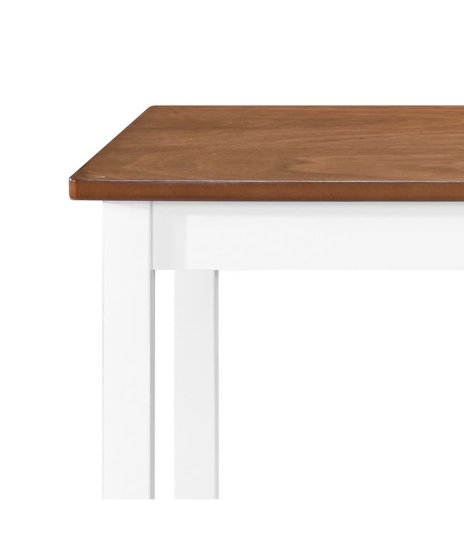 Bartafel- en barstoelenset massief hout bruin en wit 3-delig
