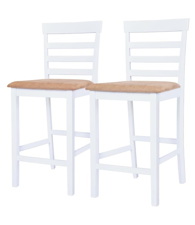 Bartafel- en barstoelenset massief hout bruin en wit 3-delig