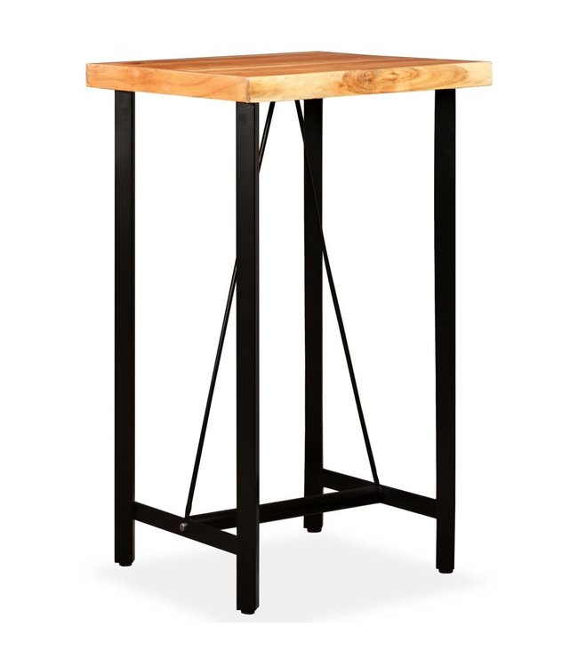 3-delige Barset massief acaciahout, echt leer en canvas