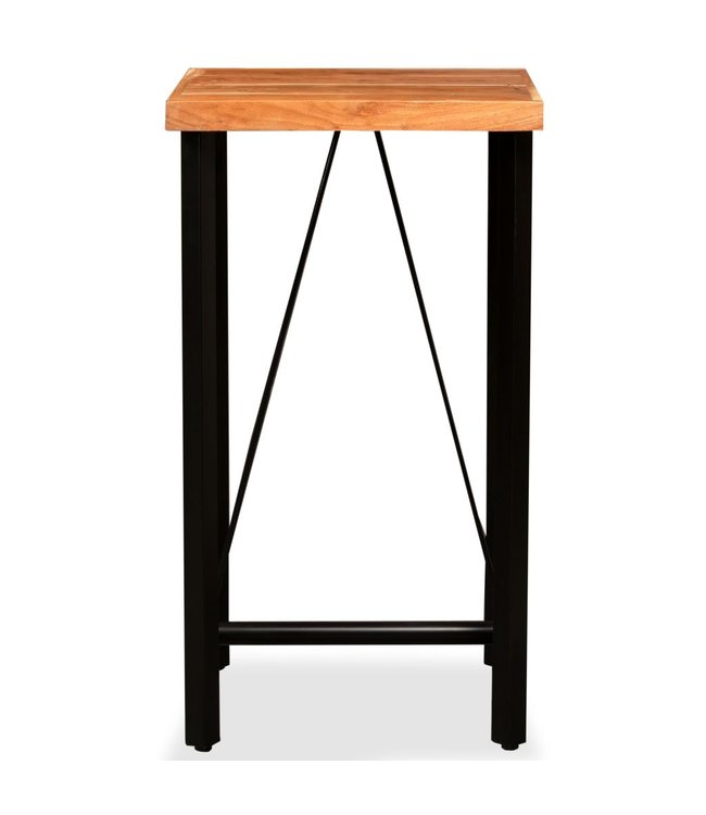 3-delige Barset massief acaciahout, echt leer en canvas