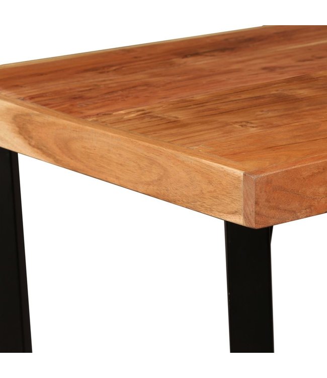 3-delige Barset massief acaciahout, echt leer en canvas