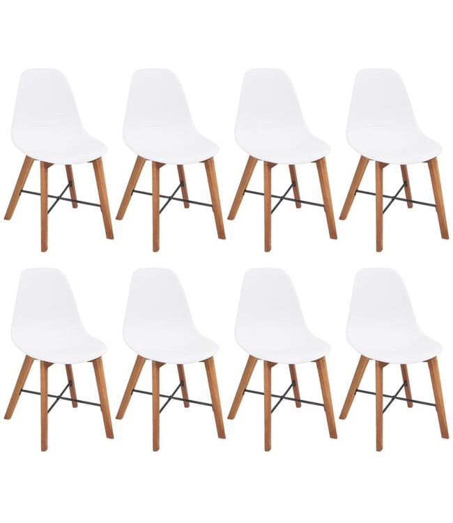 Eetkamerset massief acaciahout 9-delig wit